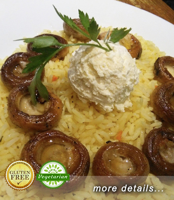 Fresh Organic grilled mushrooms served with rice and traditional cream cheese (Kajmak).
For lactose intolerance we can serve it without cream cheese.