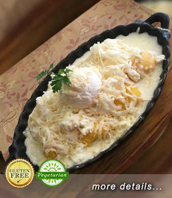 Polenta served with sour cream